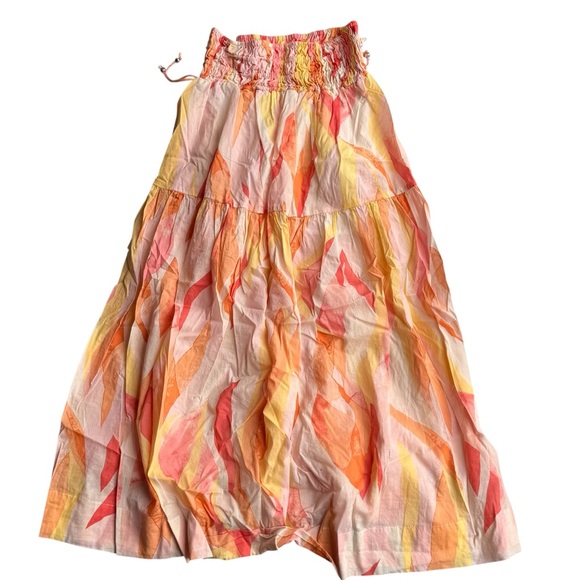 Elan Coral Print Amalfi Crop Halter Top & Smocked Skirt Set S - Picture 6 of 11